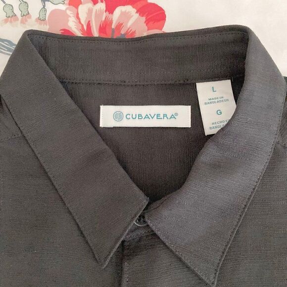 Cubavera Men's Short Sleeve Button black and white NWT size Large - Picture 6 of 6